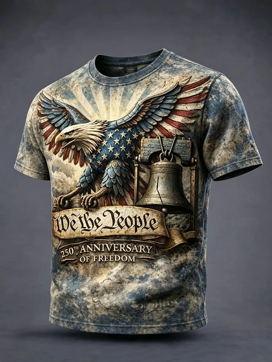 Men's America 250th Anniversary Art Print Casual T-Shirt