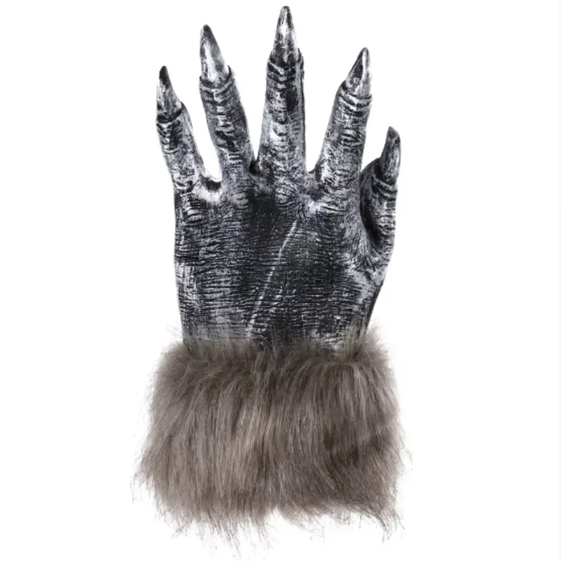 Party Wolf Gloves Plush Latex Werewolf