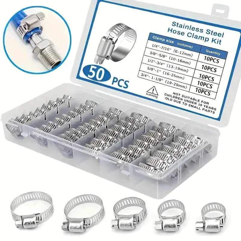 Assorted Size Stainless Steel Hose Clamp Set