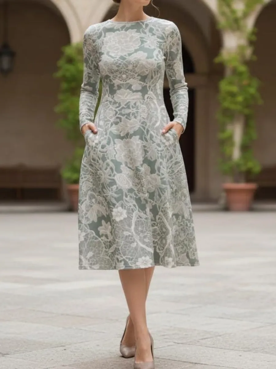 A-Line Lace Midi Dress