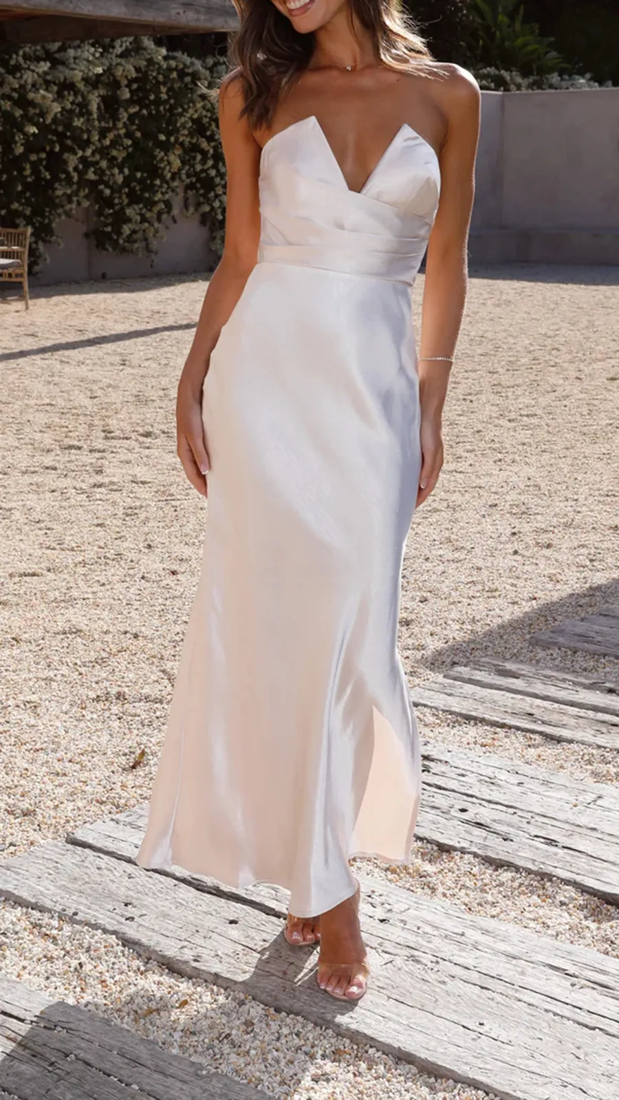 Strapless Design Maxi Dress