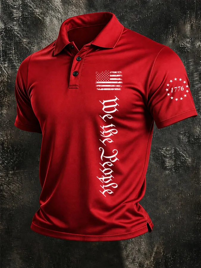 Men'S Independence Day Printed Casual Polo Shirt