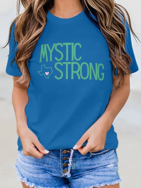 Ladies MYSTIC STRONG Versatile Simple Round Neck Shirt