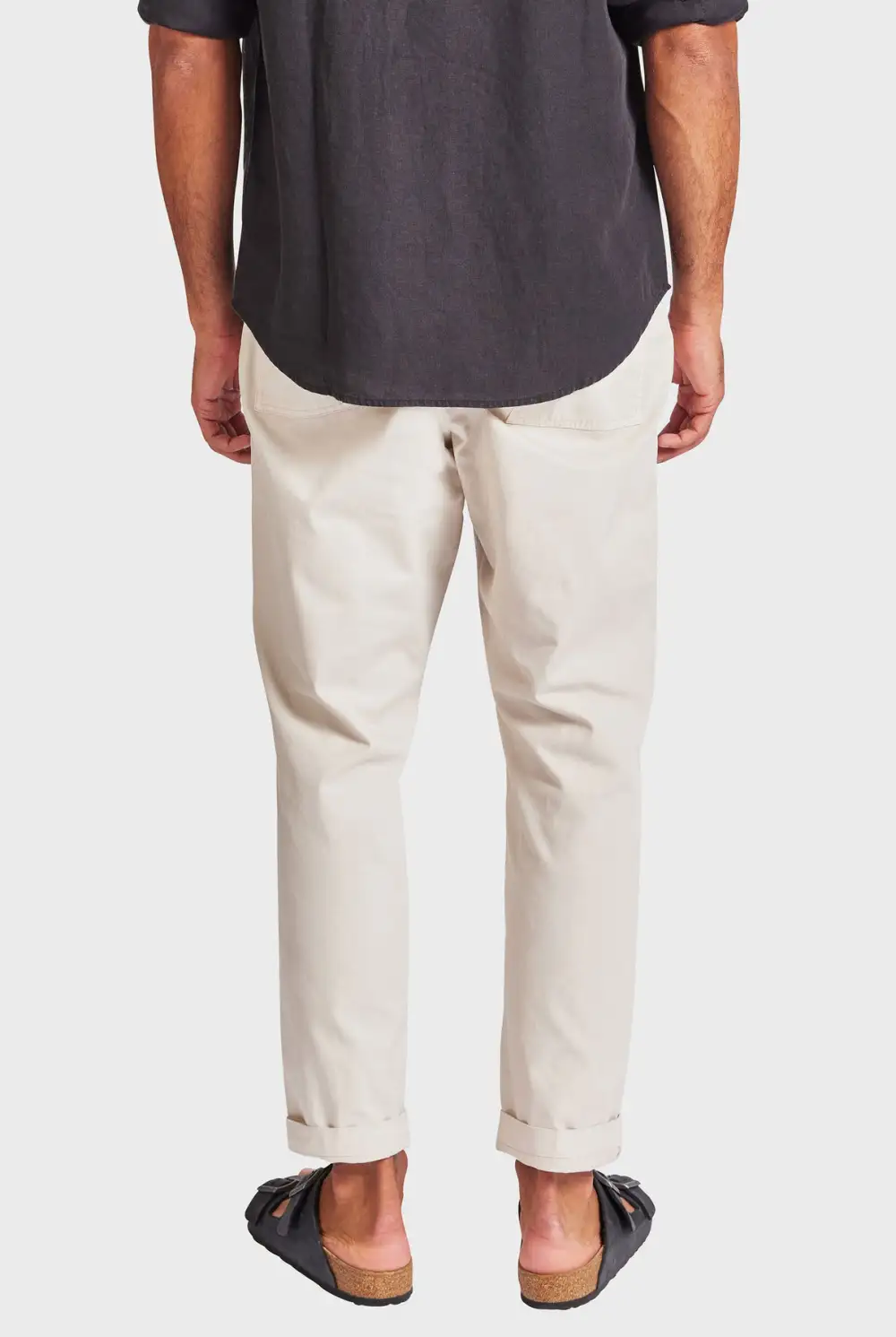 Ice Grey Elastic Waist Slim Chino Pant