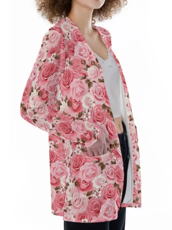 Soft Rose Pattern Cardigan