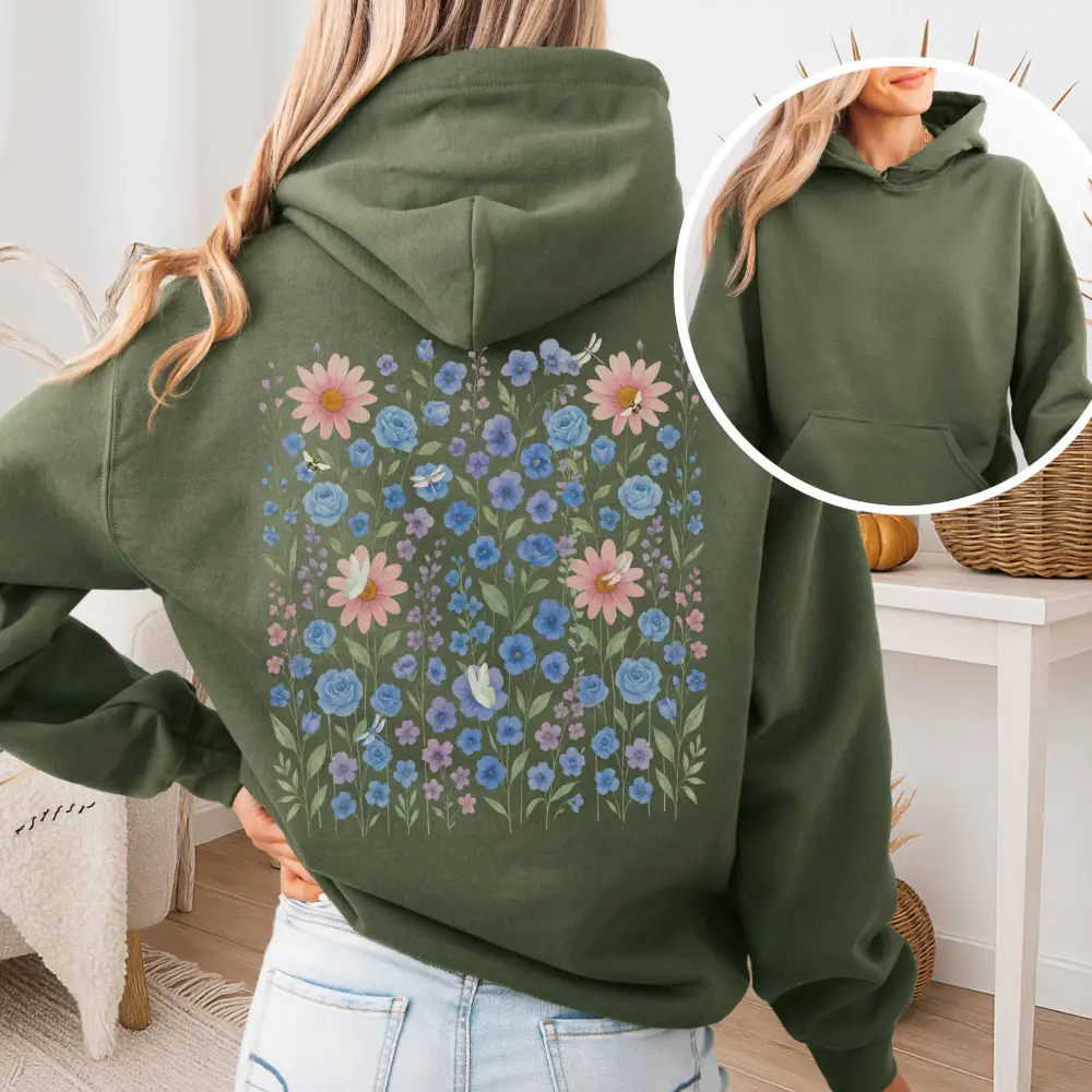 Blue Wildflower Hoodie