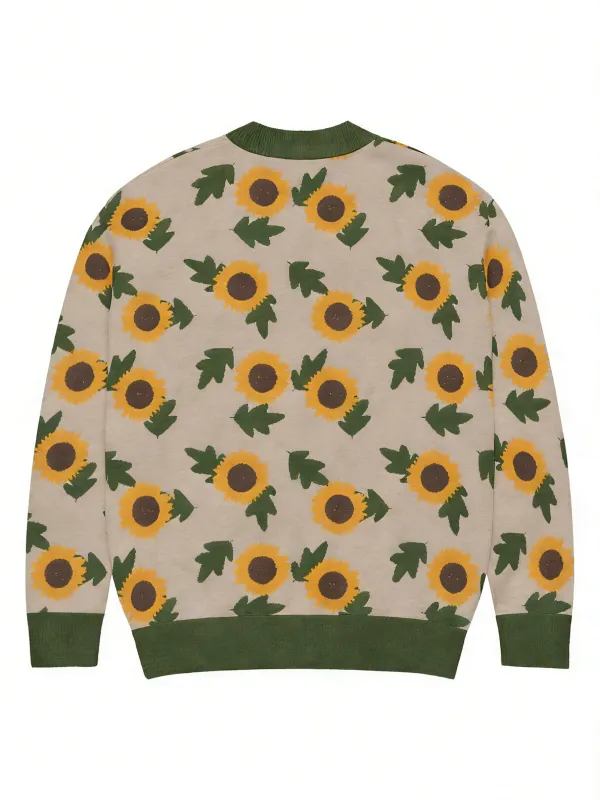 Sunflower Print Cardigan
