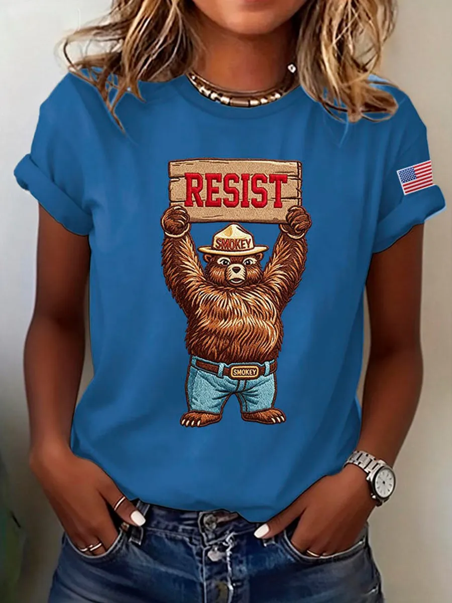 Women's Retro Resist Save The Forest Service Print T-Shirt