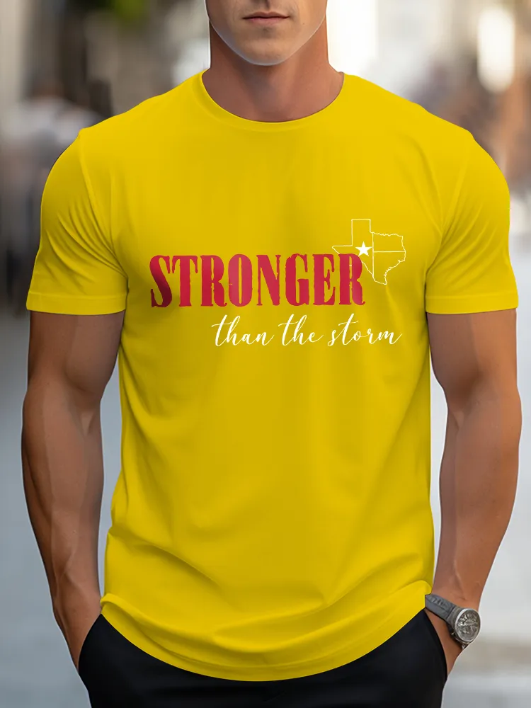 Men'S Casual Style STRONGER Daily Round Neck Slim Fit T-Shirt