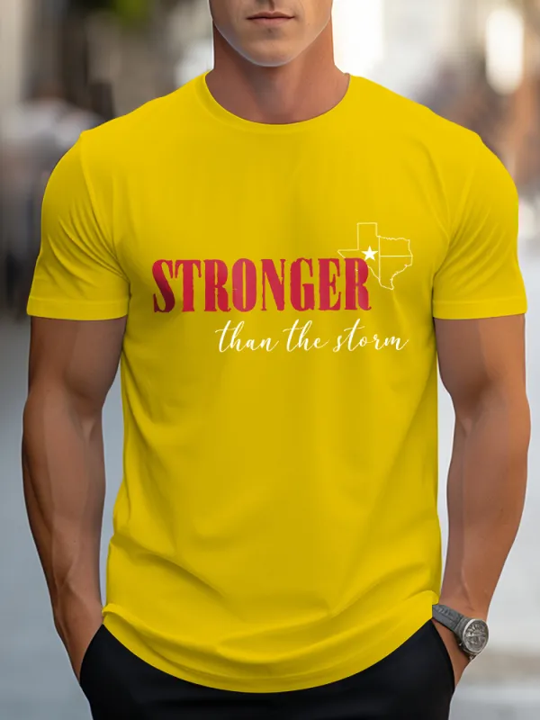 Men'S Casual Style STRONGER Daily Round Neck Slim Fit T-Shirt