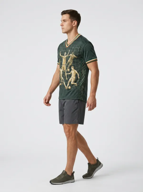 Men's USA Soccer Fan Goal Celebration Printed V-Neck T-Shirt