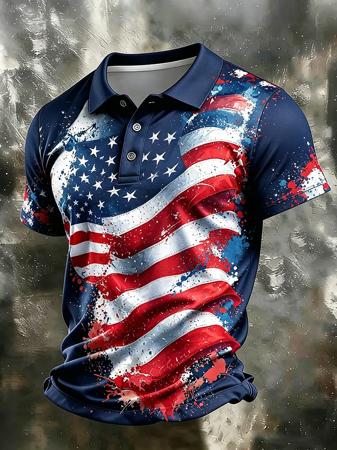 Men's Retro Patriotic Polo Shirt