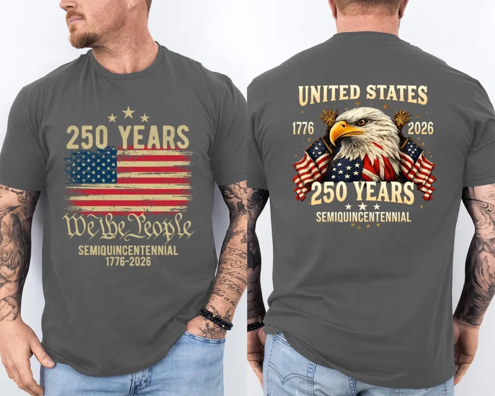 Men'S Casual American 1776-2026 Anniversary Printed Short Sleeved T-Shirt
