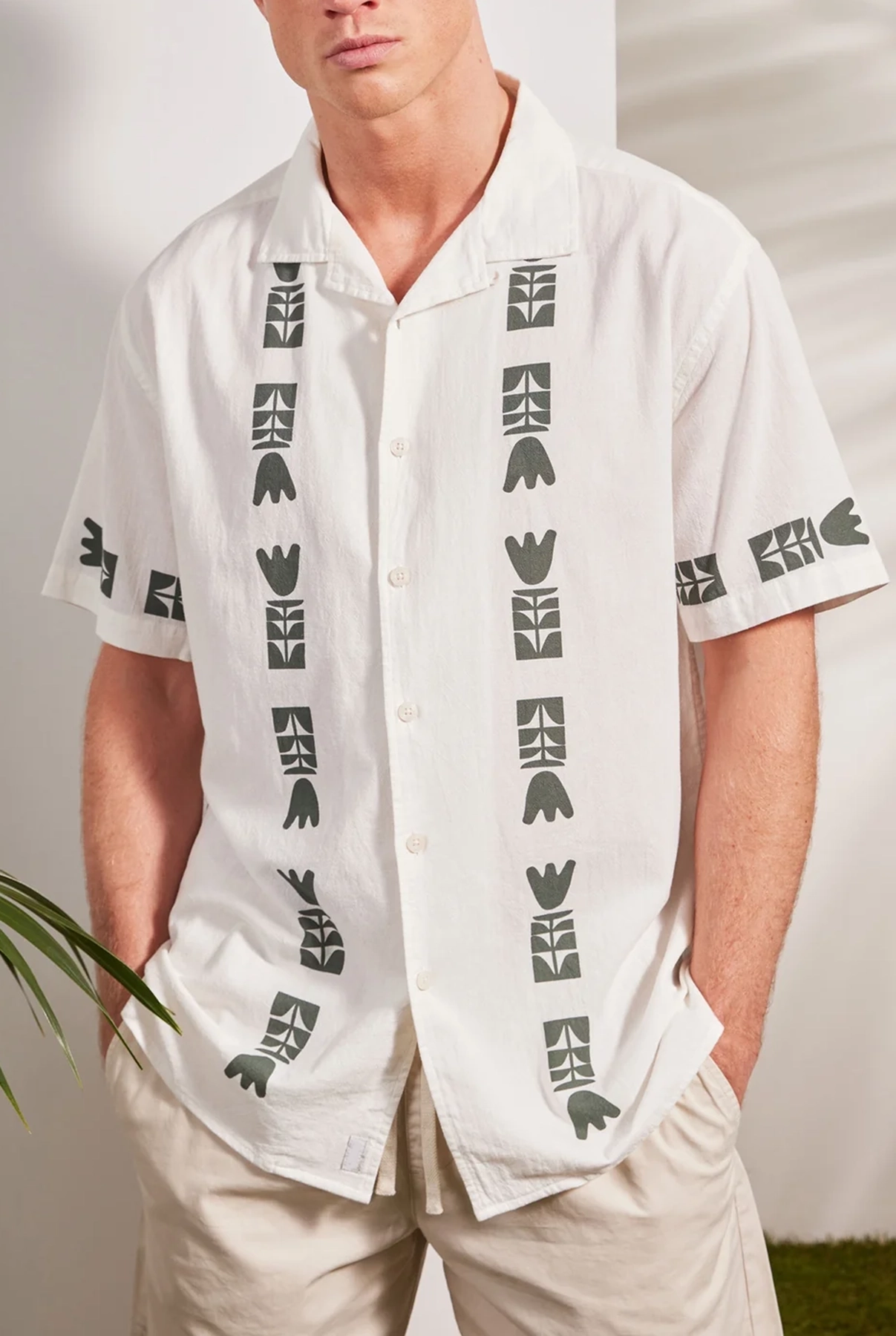 Kemp Short Sleeve Shirt- Navy/white