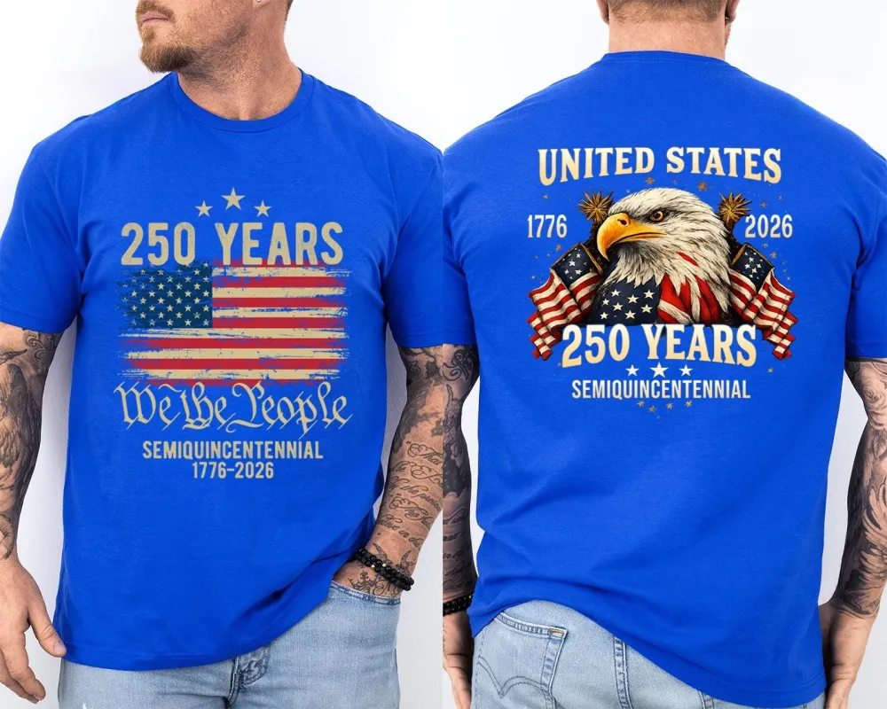 Men'S Casual American 1776-2026 Anniversary Printed Short Sleeved T-Shirt