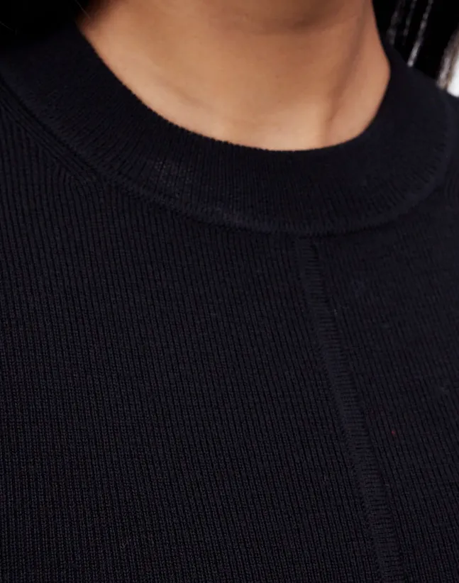Black Wool Sweater Midi Dresses