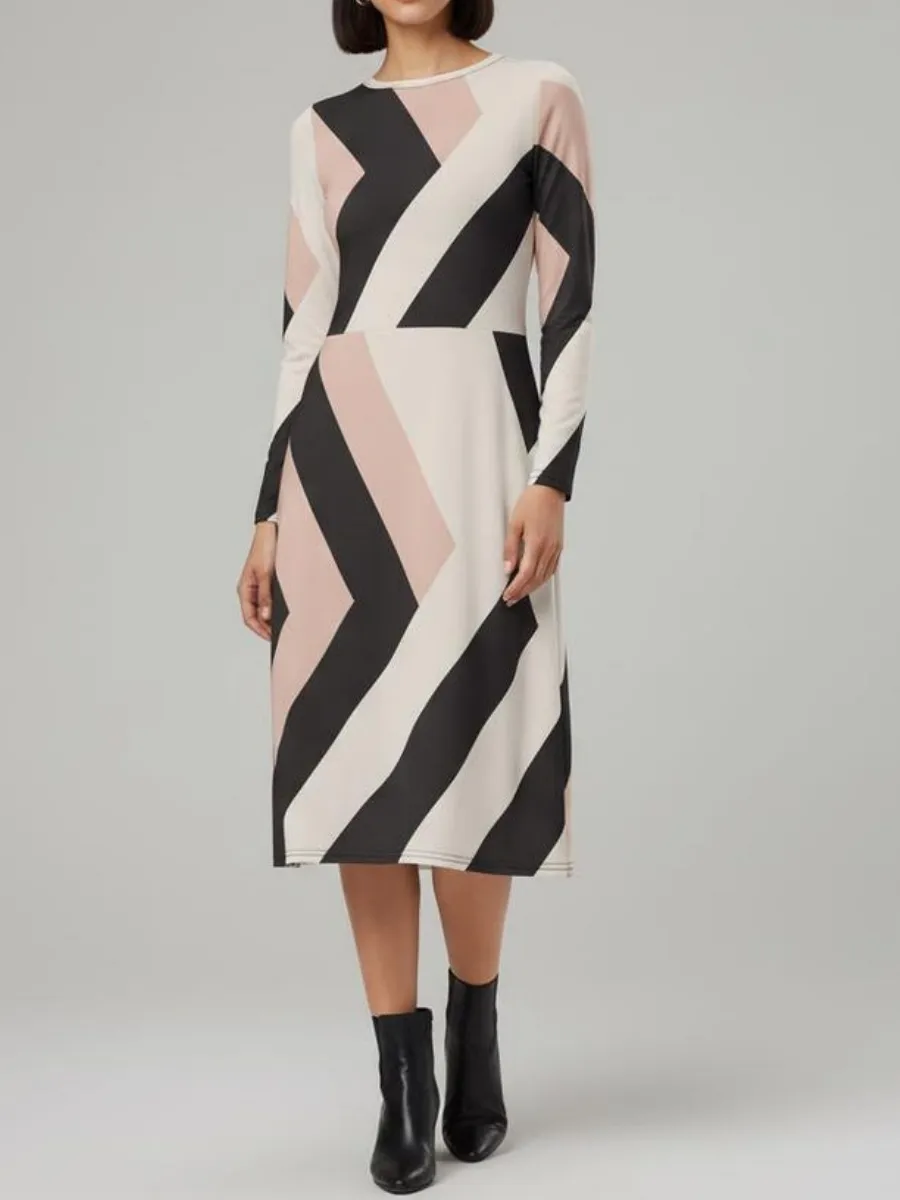 Geometric Stripe Midi Dress