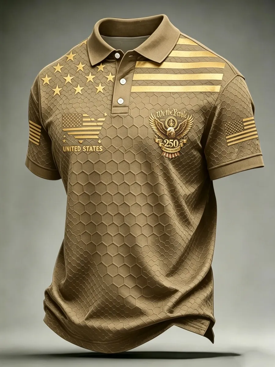 USA Map & Eagle Art Print Men's Polo Shirt