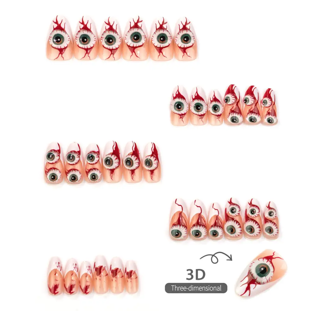 Nailhour 30Pcs 3D Cute Eyeball Medium Almond Press On Nails