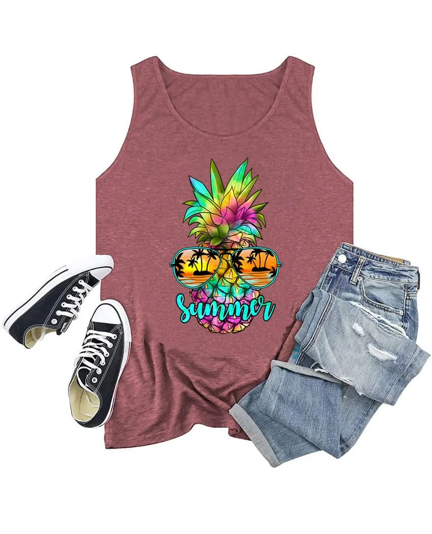 Pineapple Sunglasses Print Tank Top