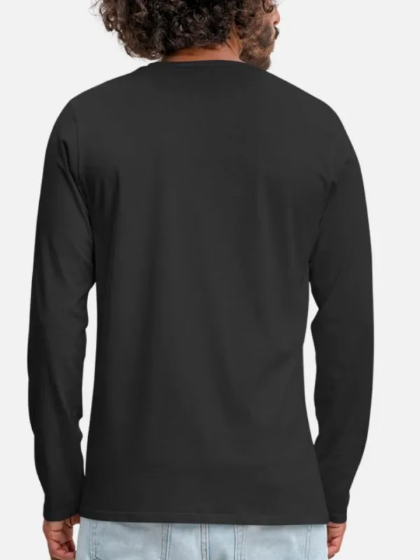 Men's Black Colorful Slogan Long-Sleeved T-Shirt