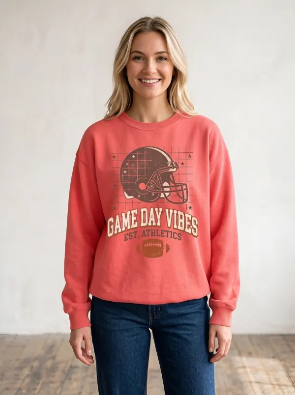 Game Day Vibes Football Graphic Sweatshirt