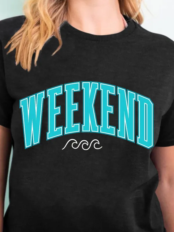 Weekend Lettering Casual T-shirt