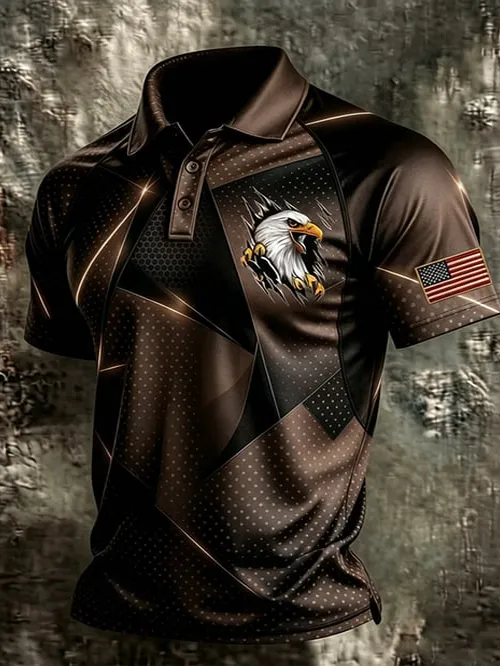 Men'S Independence Day Print Casual Polo Shirt