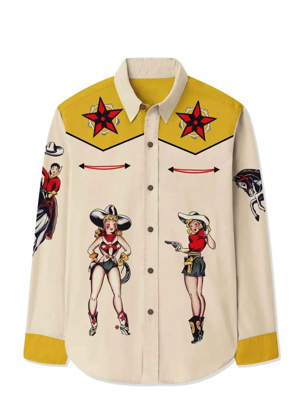 Classic Western Star Cowgirl - 100% Cotton Long Sleeves Shirt