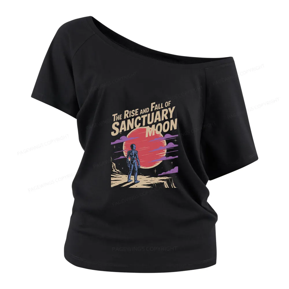 Sunset Cloud Print Off Shoulder T-shirts