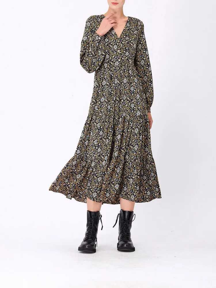 Floral V-Neck Midi Dress