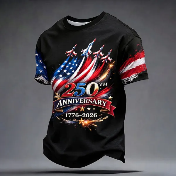 Men'S Retro American Independence Day Printed Short Sleeved T-Shirt