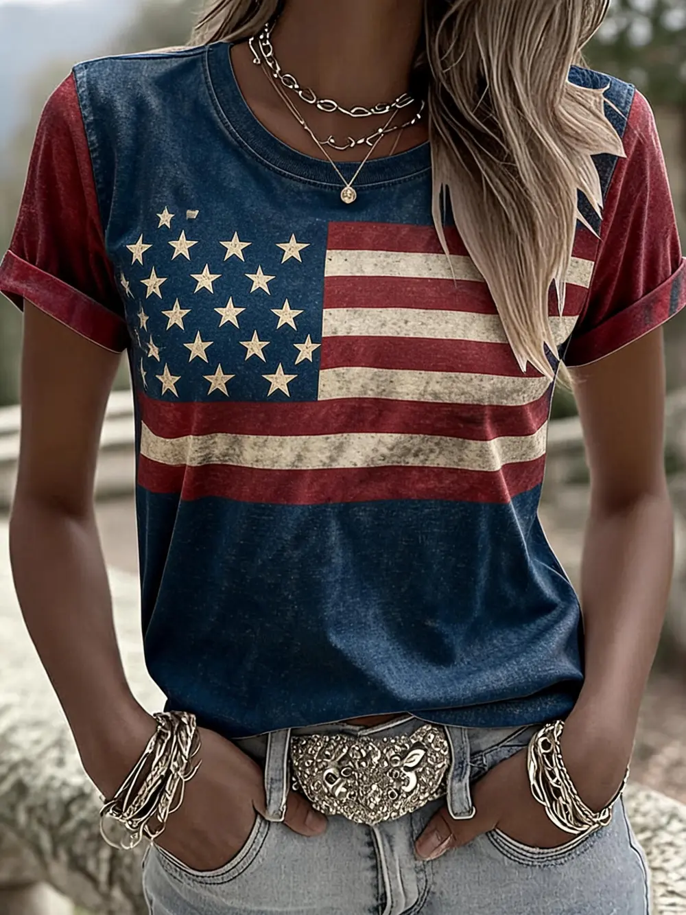 Women'S  Anniversary Flag Printed Casual T-Shirt