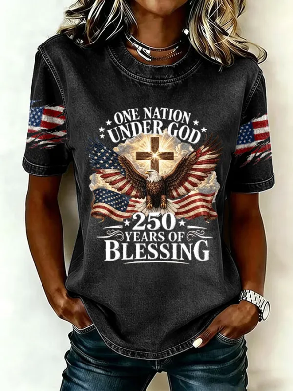 Women'S  America Flag Printed Casual T-Shirt