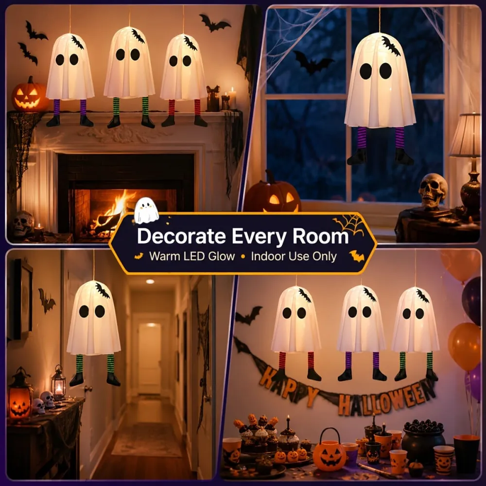 Halloween Bat Ghost LED Decorative Lights Hanging Ornaments