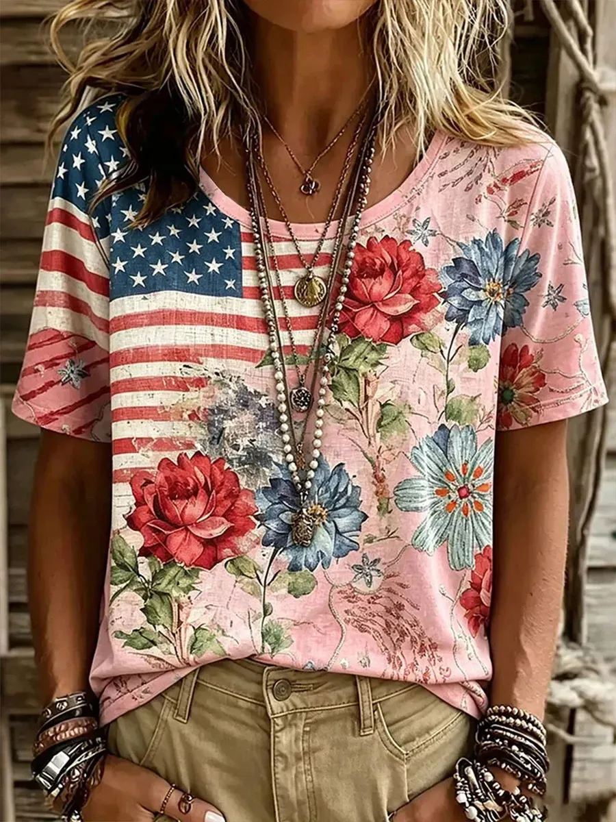 Women's Floral Print Casual T-shirt