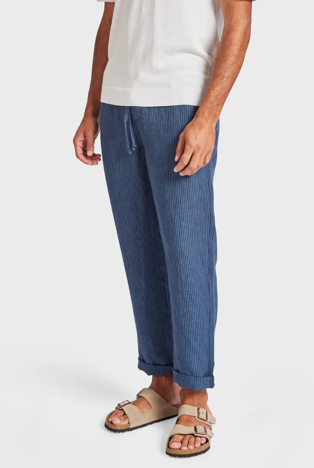 Striped Linen Cropped Pant