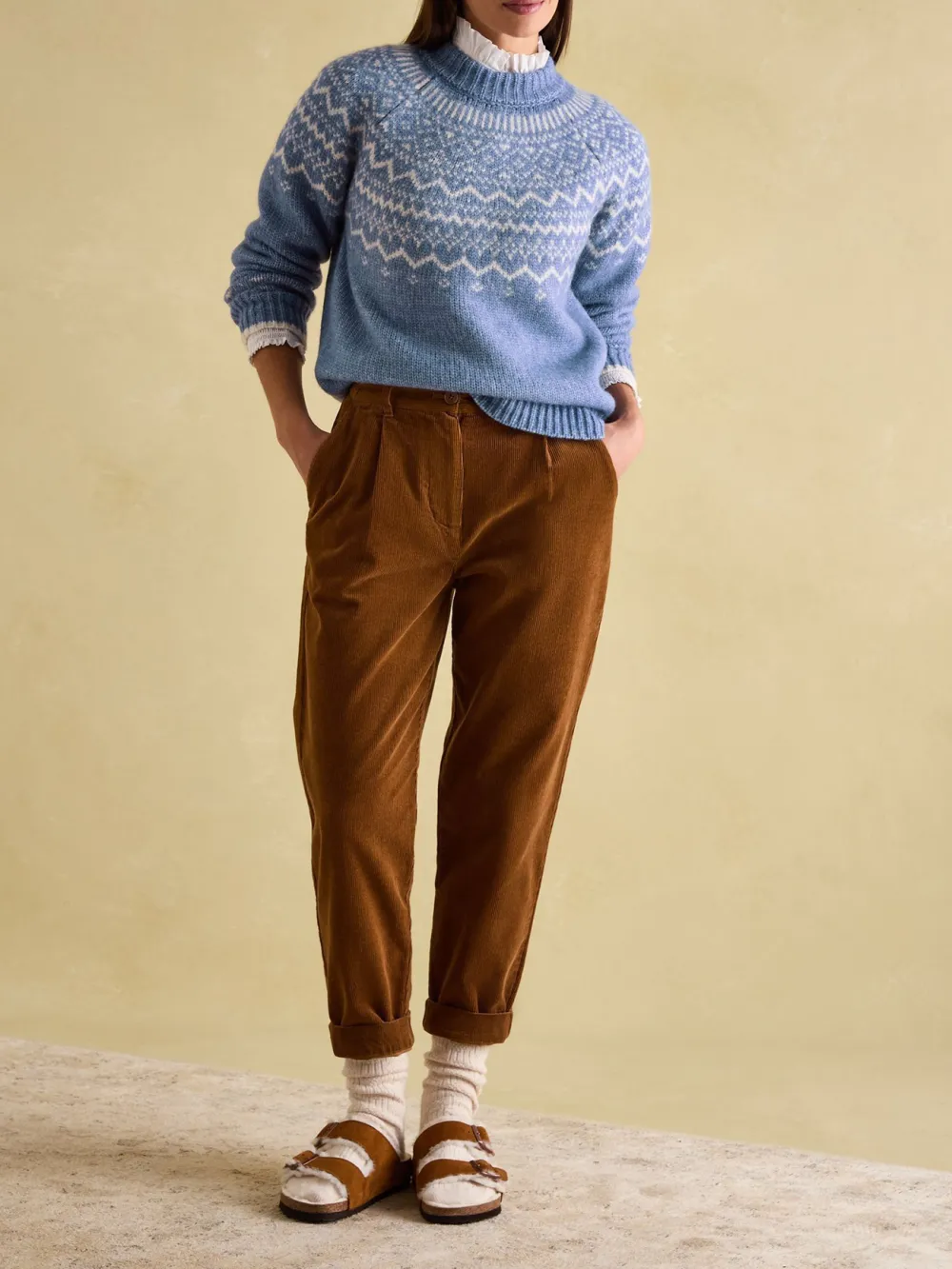 Cream Crew Neck Fairisle Pattern Jumper