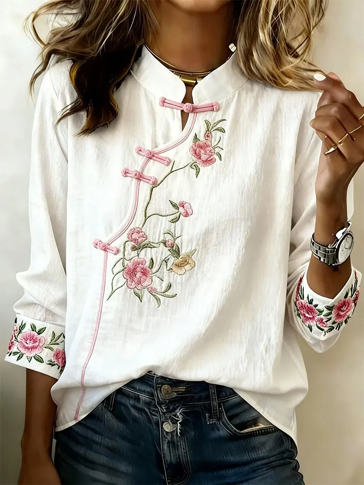 Women'S Casual Plant Flower Art Printed Top