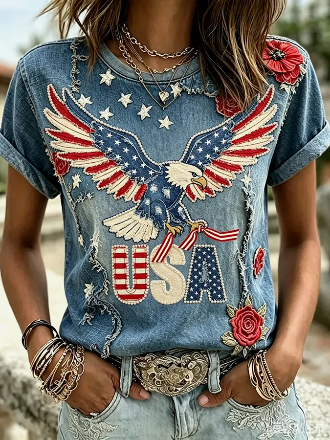 Women'S Casual Retro 250 Printed Short Sleeved T-Shirt