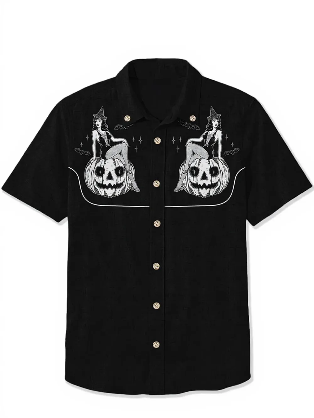 Summerween Pumpkin And Pin Up Girl - 100% Cotton Shirt