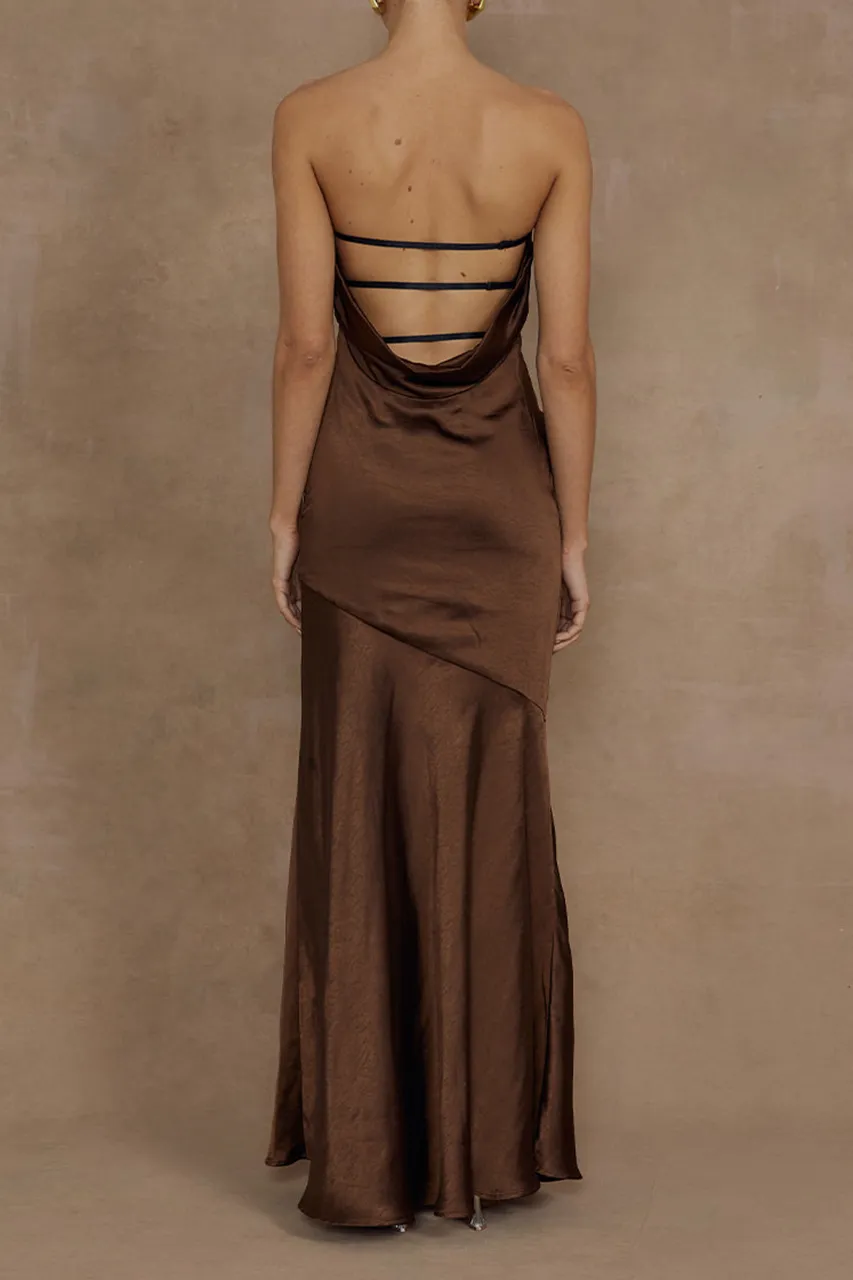 Strapless Ruched Detail Maxi Dress