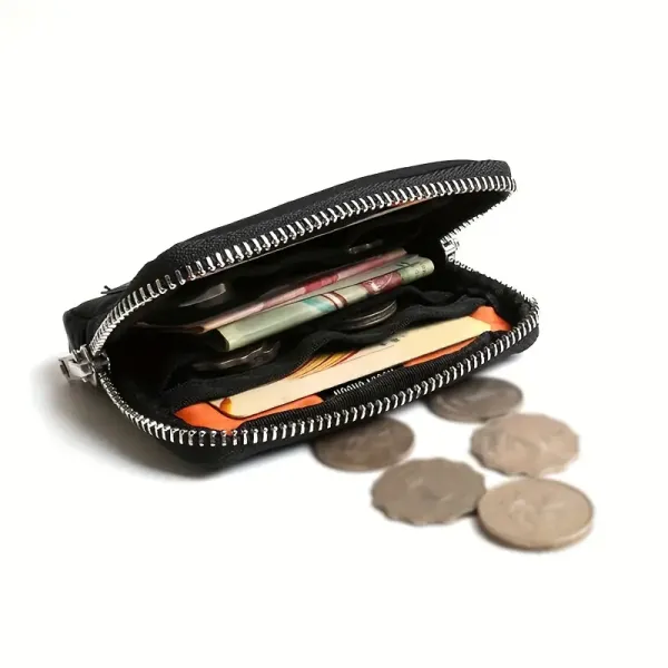 Black Slim Zippered Wallet