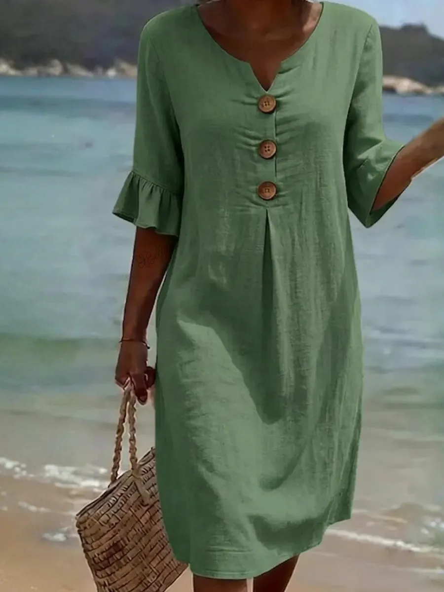 Women's Casual Cotton Linen Dress