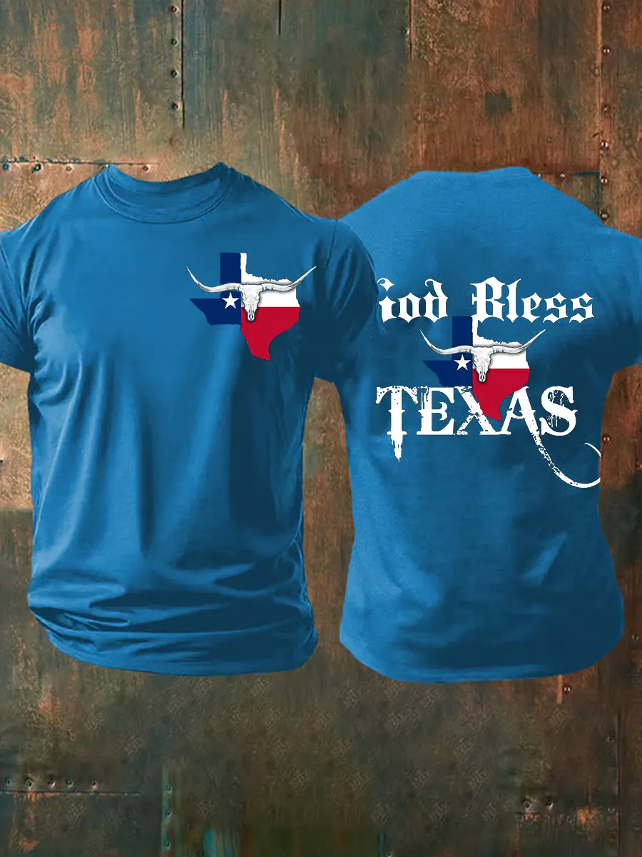 Men's God Bless Texas Strong Short-Sleeved T-Shirt