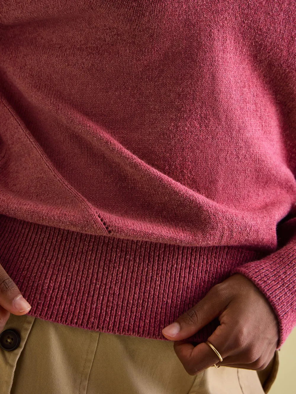 Solid Color V-Neck Striped Jumper