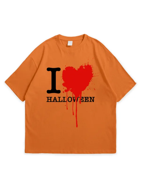 Men'S Halloween I Love HALLOWEEN Leisure Simple Round Neck Top Tshirt