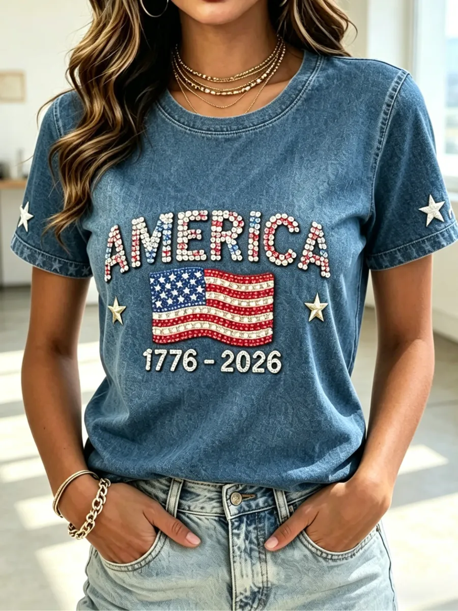 Women's Casual 250th Anniversary Independence Day Printed T-shirt