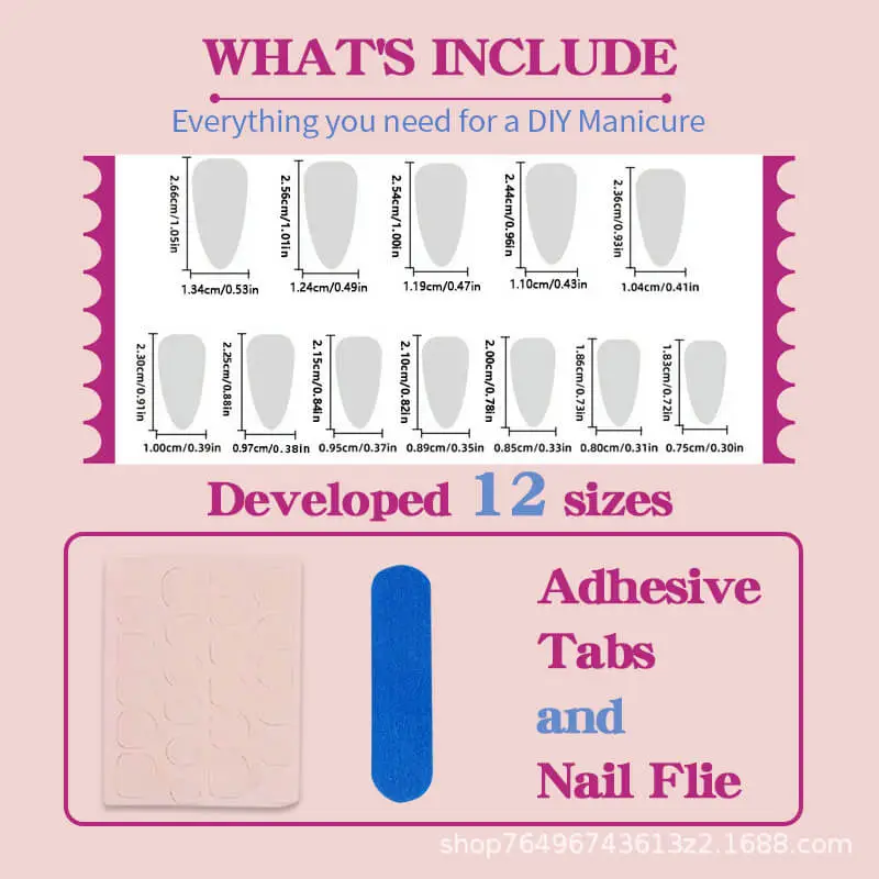 Nailhour 24Pcs Minimalist 3D Short Almond Press On Nails
