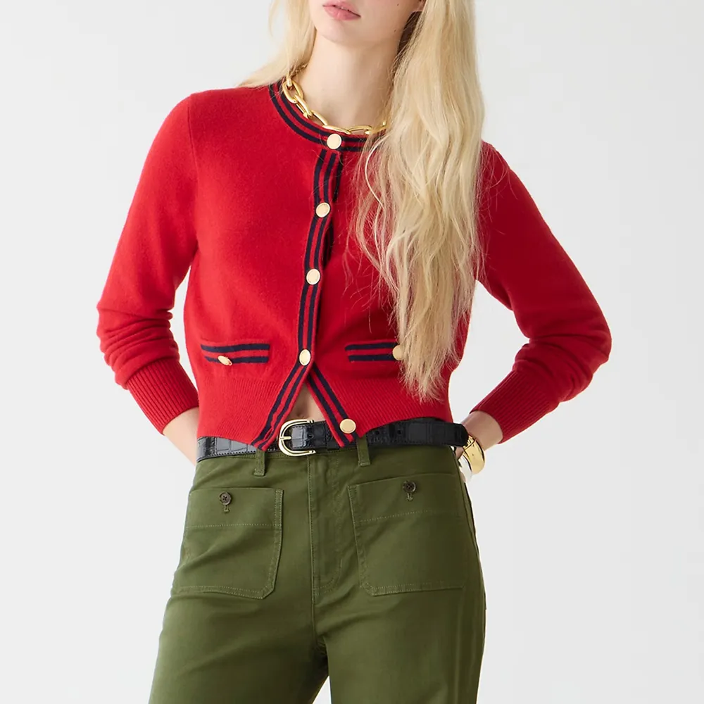 Cashmere Contrast Trim Cardigans